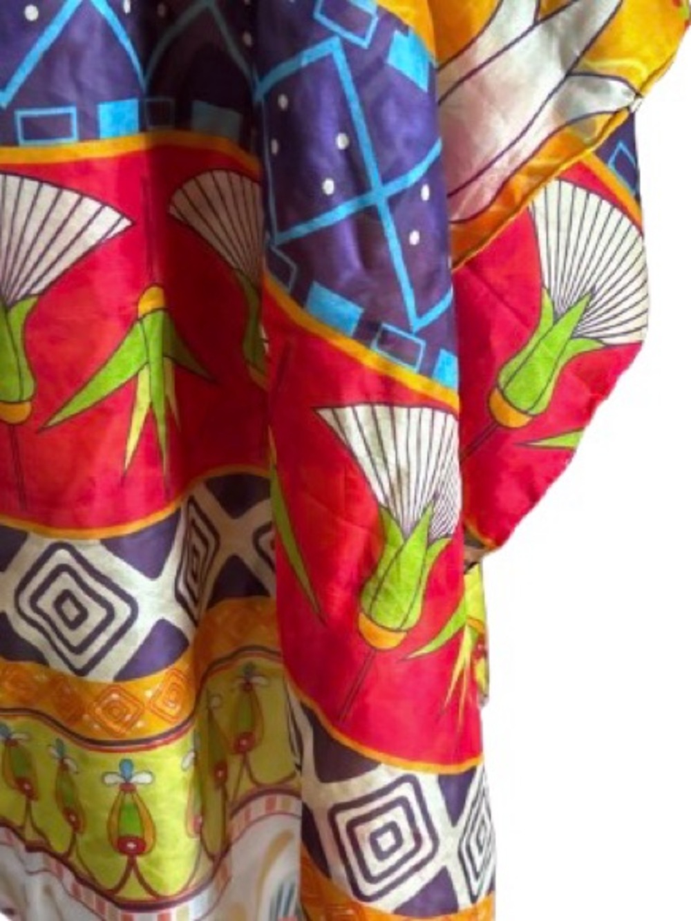 Handmade Large Bohemian Art Deco 100 Silk Scarf Boho Floral Wrap Shawl Patchwork - Picture 4 of 13